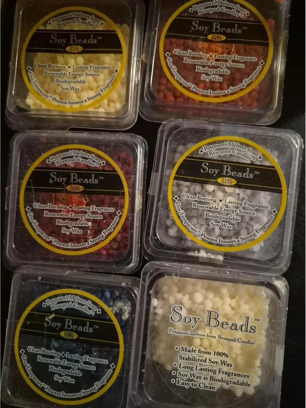 6 Soy Beads Wax 3oz Bean pod Candles